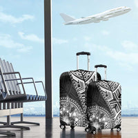 Hibiscus With Black Austronesian Tattoo Pattern Luggage Cover LT05 - Polynesian Pride