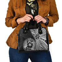 Hibiscus With Black Austronesian Tattoo Pattern Shoulder Handbag LT05 - Polynesian Pride