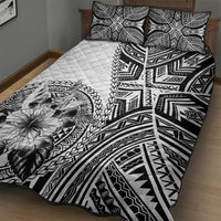 Hibiscus With White Austronesian Tattoo Pattern Quilt Bed Set LT05 - Polynesian Pride