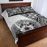 Hibiscus With White Austronesian Tattoo Pattern Quilt Bed Set LT05 - Polynesian Pride