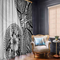 Hibiscus With White Austronesian Tattoo Pattern Window Curtain LT05 - Polynesian Pride
