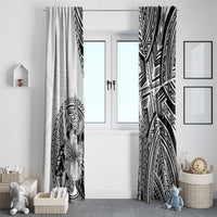 Hibiscus With White Austronesian Tattoo Pattern Window Curtain LT05 - Polynesian Pride