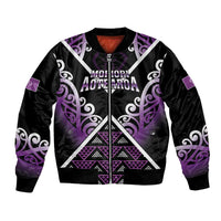 Personalised Aotearoa Moriori Bomber Jacket Maori Pattern New Zealand LT05 Unisex Purple - Polynesian Pride
