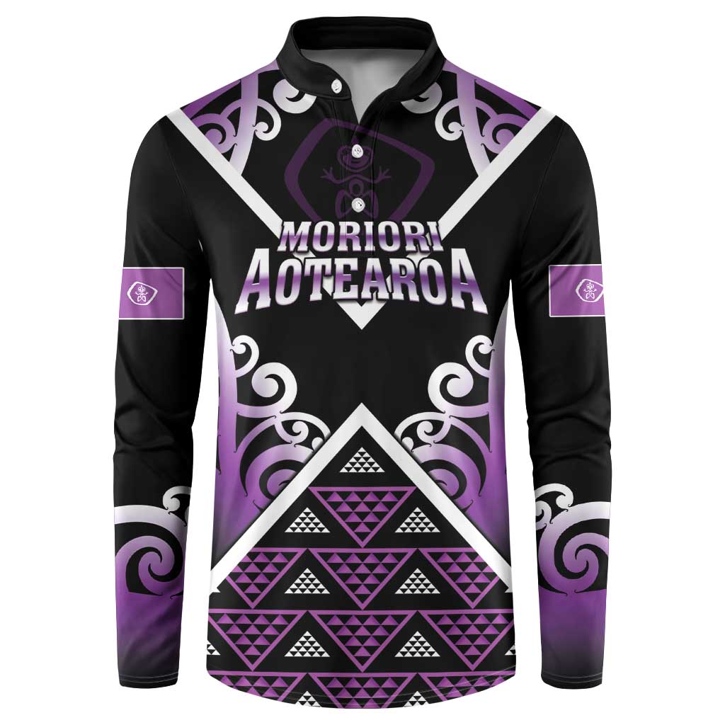 Personalised Aotearoa Moriori Button Sweatshirt Maori Pattern New Zealand LT05 Purple - Polynesian Pride