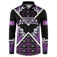 Personalised Aotearoa Moriori Button Sweatshirt Maori Pattern New Zealand LT05 Purple - Polynesian Pride