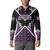Personalised Aotearoa Moriori Button Sweatshirt Maori Pattern New Zealand LT05 - Polynesian Pride