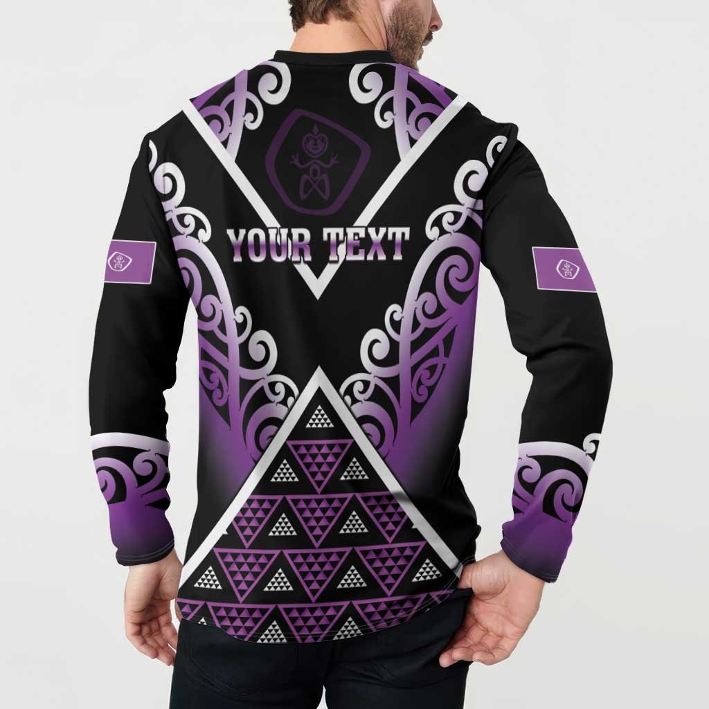 Personalised Aotearoa Moriori Button Sweatshirt Maori Pattern New Zealand LT05 - Polynesian Pride