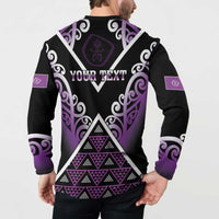 Personalised Aotearoa Moriori Button Sweatshirt Maori Pattern New Zealand LT05 - Polynesian Pride