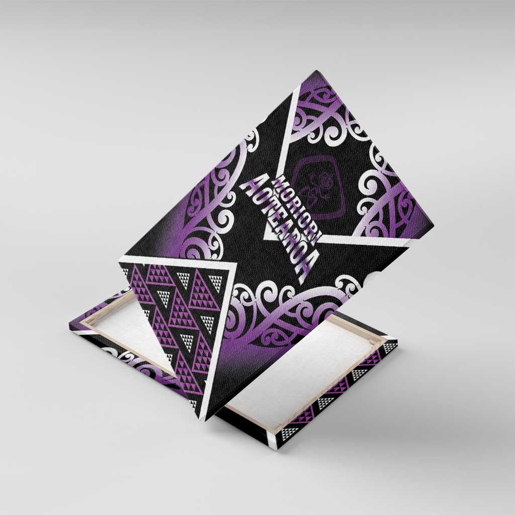 Aotearoa Moriori Canvas Wall Art Maori Pattern New Zealand LT05 With Frame Purple - Polynesian Pride