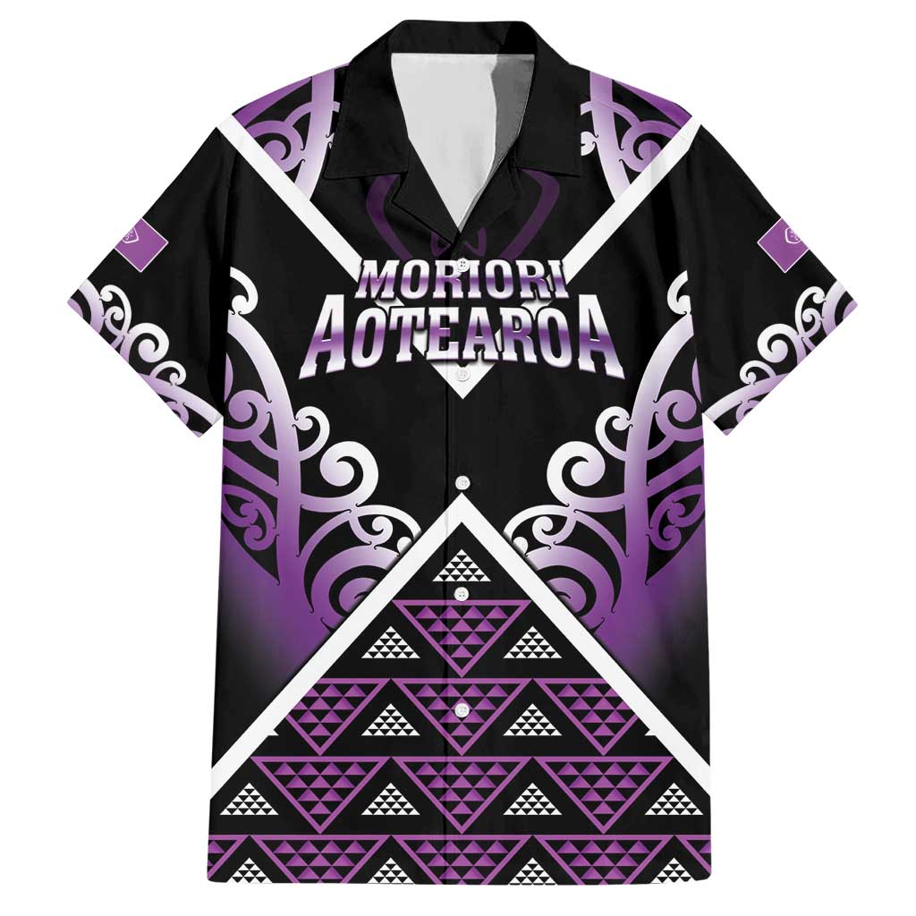 Personalised Aotearoa Moriori Hawaiian Shirt Maori Pattern New Zealand LT05 Purple - Polynesian Pride