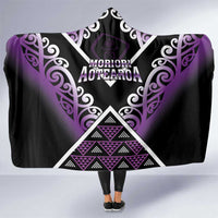 Aotearoa Moriori Hooded Blanket Maori Pattern New Zealand LT05 One Size Purple - Polynesian Pride