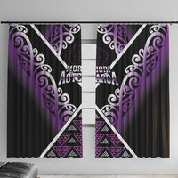 Aotearoa Moriori Window Curtain Maori Pattern New Zealand LT05 With Hooks Purple - Polynesian Pride