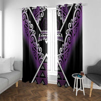Aotearoa Moriori Window Curtain Maori Pattern New Zealand LT05 With Grommets Purple - Polynesian Pride