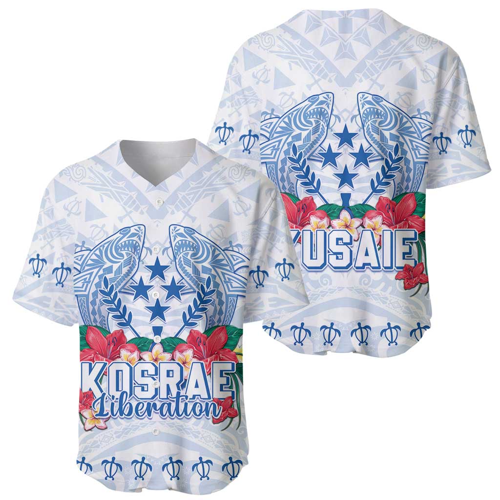 Happy Kosrae Liberation Day Baseball Jersey Polynesian Shark Turtle Motif LT05 - Polynesian Pride