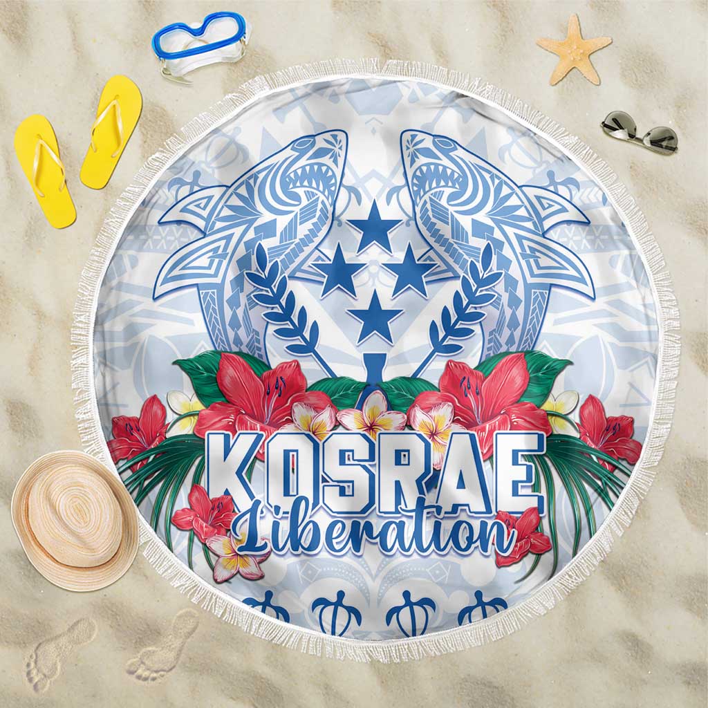 Happy Kosrae Liberation Day Beach Blanket Polynesian Shark Turtle Motif