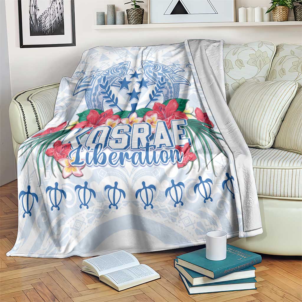 Happy Kosrae Liberation Day Blanket Polynesian Shark Turtle Motif LT05 White - Polynesian Pride