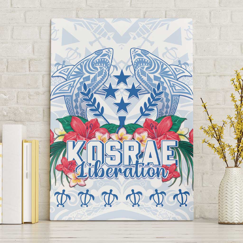 Happy Kosrae Liberation Day Canvas Wall Art Polynesian Shark Turtle Motif LT05 Without Frame White - Polynesian Pride