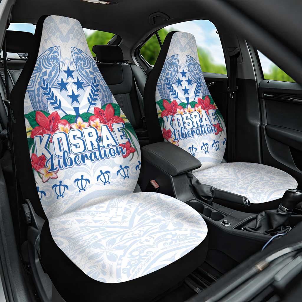 Happy Kosrae Liberation Day Car Seat Cover Polynesian Shark Turtle Motif