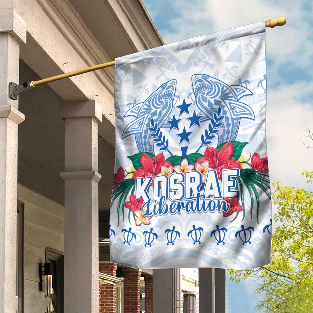 Happy Kosrae Liberation Day Garden Flag Polynesian Shark Turtle Motif LT05 House Flag White - Polynesian Pride