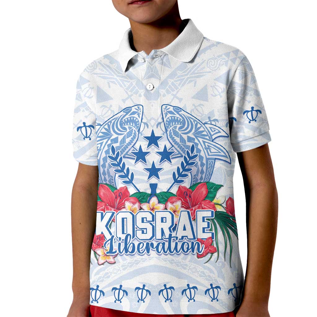 Happy Kosrae Liberation Day Kid Polo Shirt Polynesian Shark Turtle Motif LT05 Kid White - Polynesian Pride