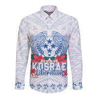 Happy Kosrae Liberation Day Long Sleeve Button Shirt Polynesian Shark Turtle Motif LT05 Unisex White - Polynesian Pride