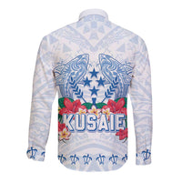 Happy Kosrae Liberation Day Long Sleeve Button Shirt Polynesian Shark Turtle Motif LT05 - Polynesian Pride