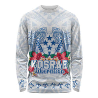 Happy Kosrae Liberation Day Long Sleeve Shirt Polynesian Shark Turtle Motif LT05 Unisex White - Polynesian Pride