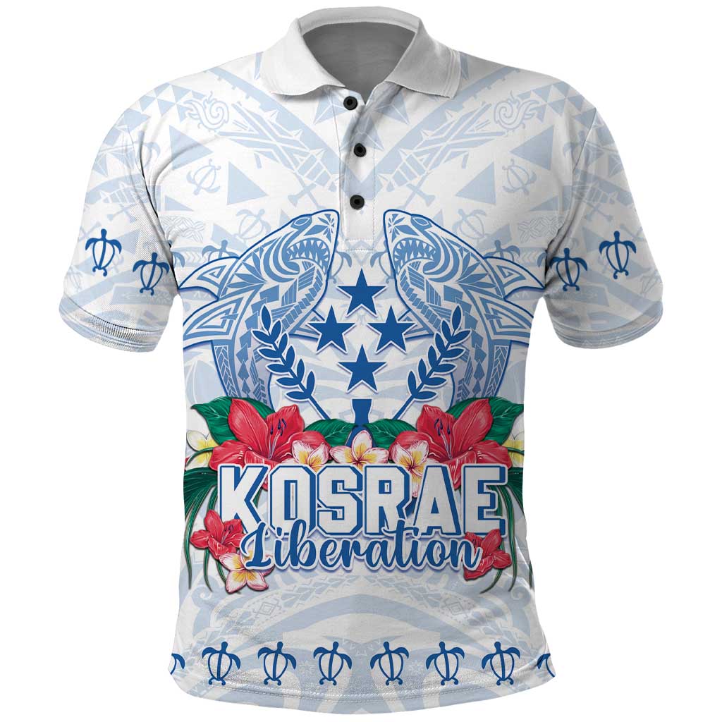 Happy Kosrae Liberation Day Polo Shirt Polynesian Shark Turtle Motif