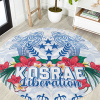 Happy Kosrae Liberation Day Round Carpet Polynesian Shark Turtle Motif LT05 White - Polynesian Pride