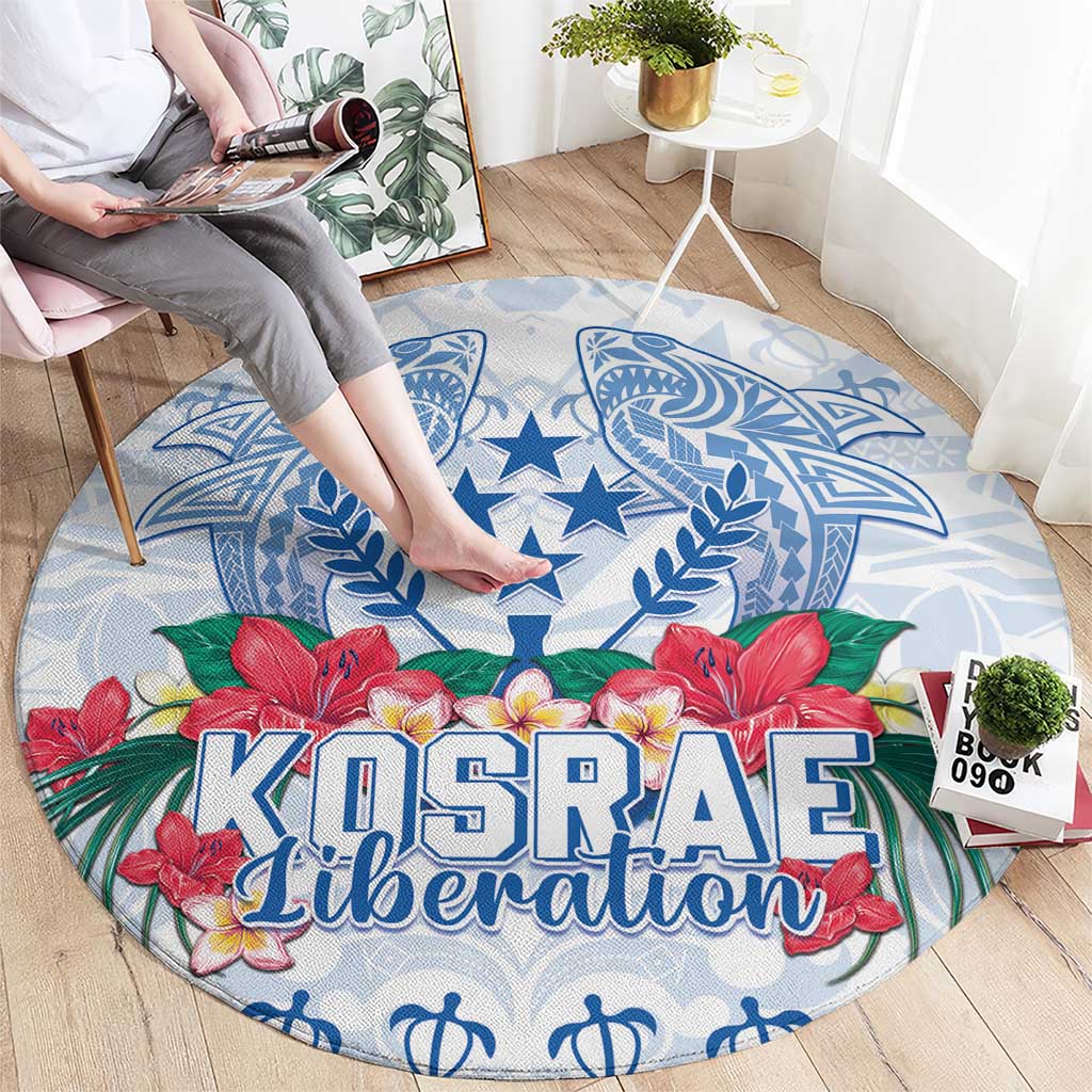Happy Kosrae Liberation Day Round Carpet Polynesian Shark Turtle Motif LT05 - Polynesian Pride