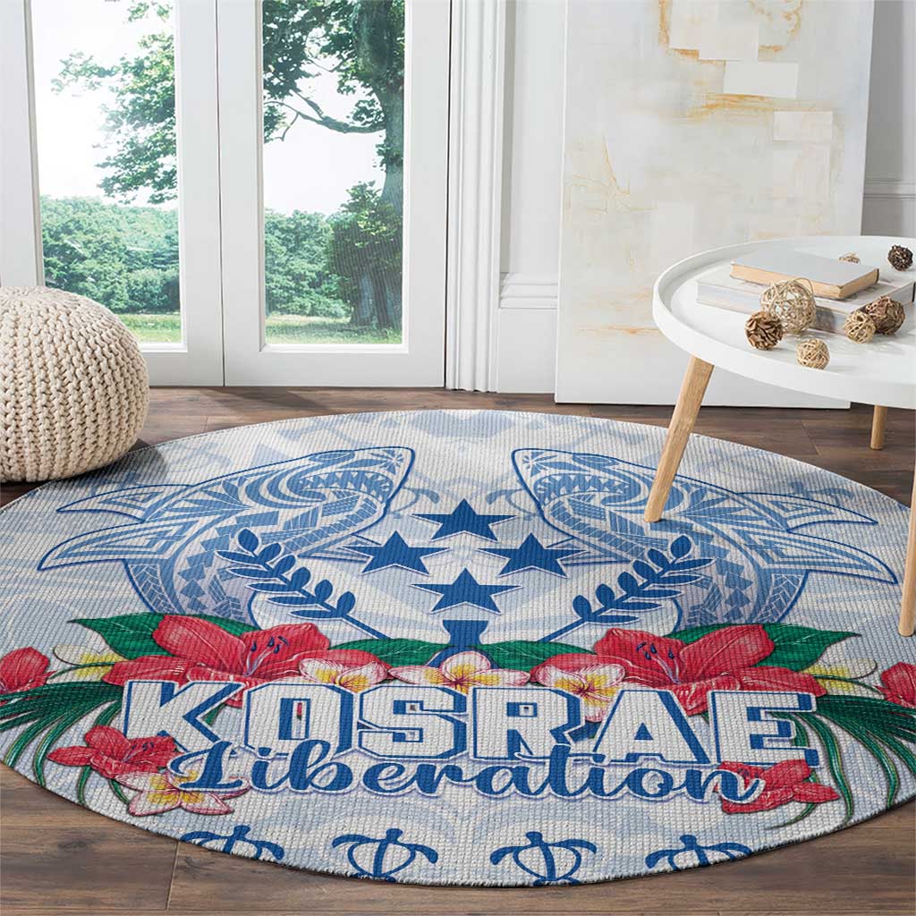 Happy Kosrae Liberation Day Round Carpet Polynesian Shark Turtle Motif LT05 - Polynesian Pride