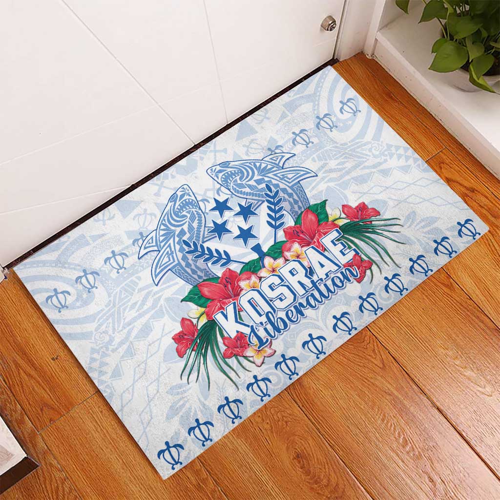 Happy Kosrae Liberation Day Rubber Doormat Polynesian Shark Turtle Motif LT05 - Polynesian Pride