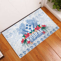 Happy Kosrae Liberation Day Rubber Doormat Polynesian Shark Turtle Motif LT05 - Polynesian Pride