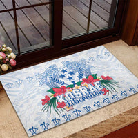 Happy Kosrae Liberation Day Rubber Doormat Polynesian Shark Turtle Motif LT05 - Polynesian Pride