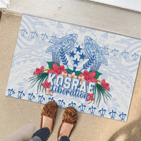 Happy Kosrae Liberation Day Rubber Doormat Polynesian Shark Turtle Motif LT05 - Polynesian Pride