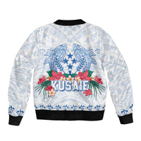 Happy Kosrae Liberation Day Sleeve Zip Bomber Jacket Polynesian Shark Turtle Motif LT05 - Polynesian Pride