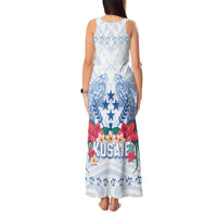 Happy Kosrae Liberation Day Tank Maxi Dress Polynesian Shark Turtle Motif LT05 - Polynesian Pride