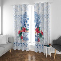 Happy Kosrae Liberation Day Window Curtain Polynesian Shark Turtle Motif LT05 With Grommets White - Polynesian Pride