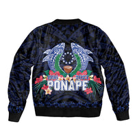Happy Pohnpei Liberation Day Bomber Jacket Polynesian Shark Turtle Motif LT05 - Polynesian Pride