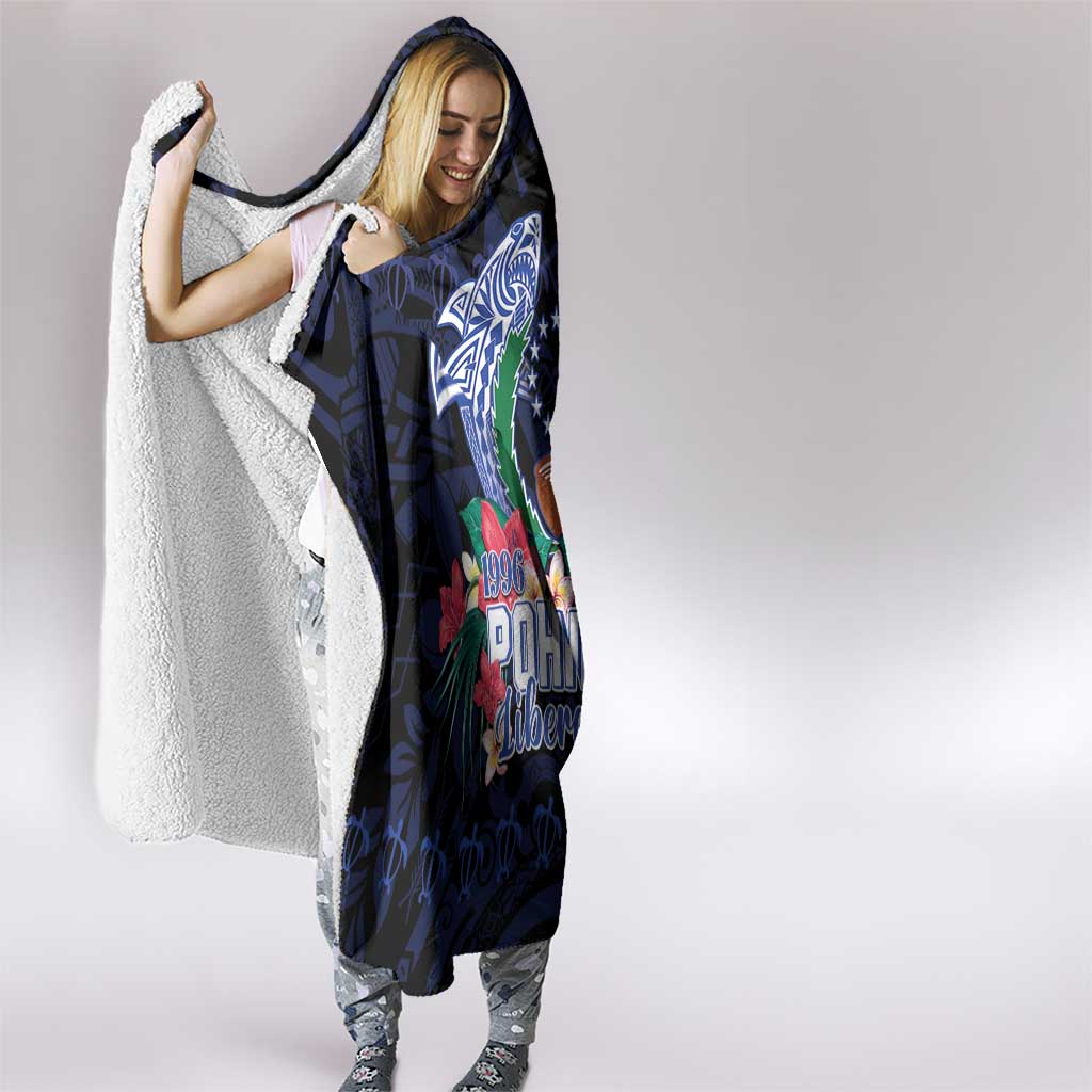 Happy Pohnpei Liberation Day Hooded Blanket Polynesian Shark Turtle Motif LT05 - Polynesian Pride