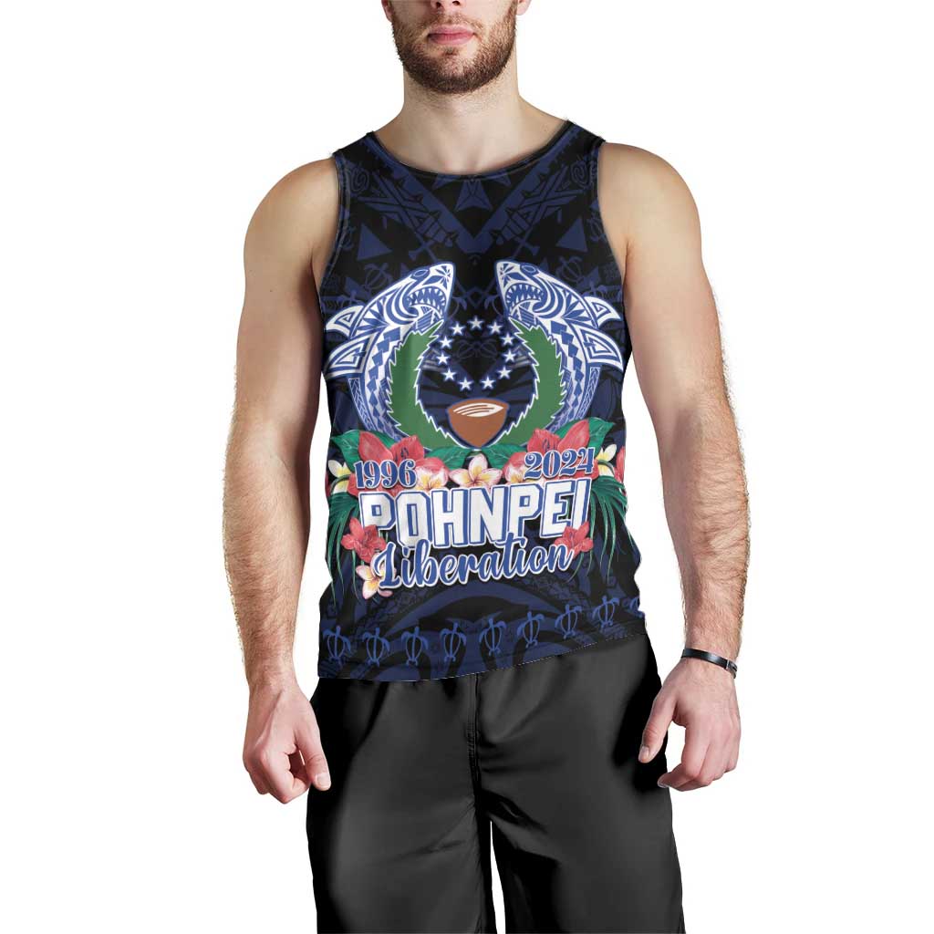 Happy Pohnpei Liberation Day Men Tank Top Polynesian Shark Turtle Motif LT05 - Polynesian Pride