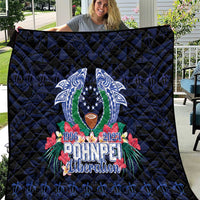 Happy Pohnpei Liberation Day Quilt Polynesian Shark Turtle Motif LT05 Blue - Polynesian Pride