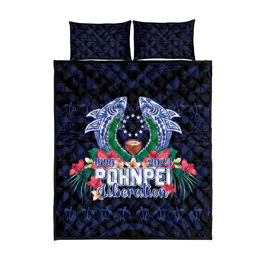 Happy Pohnpei Liberation Day Quilt Bed Set Polynesian Shark Turtle Motif LT05 - Polynesian Pride