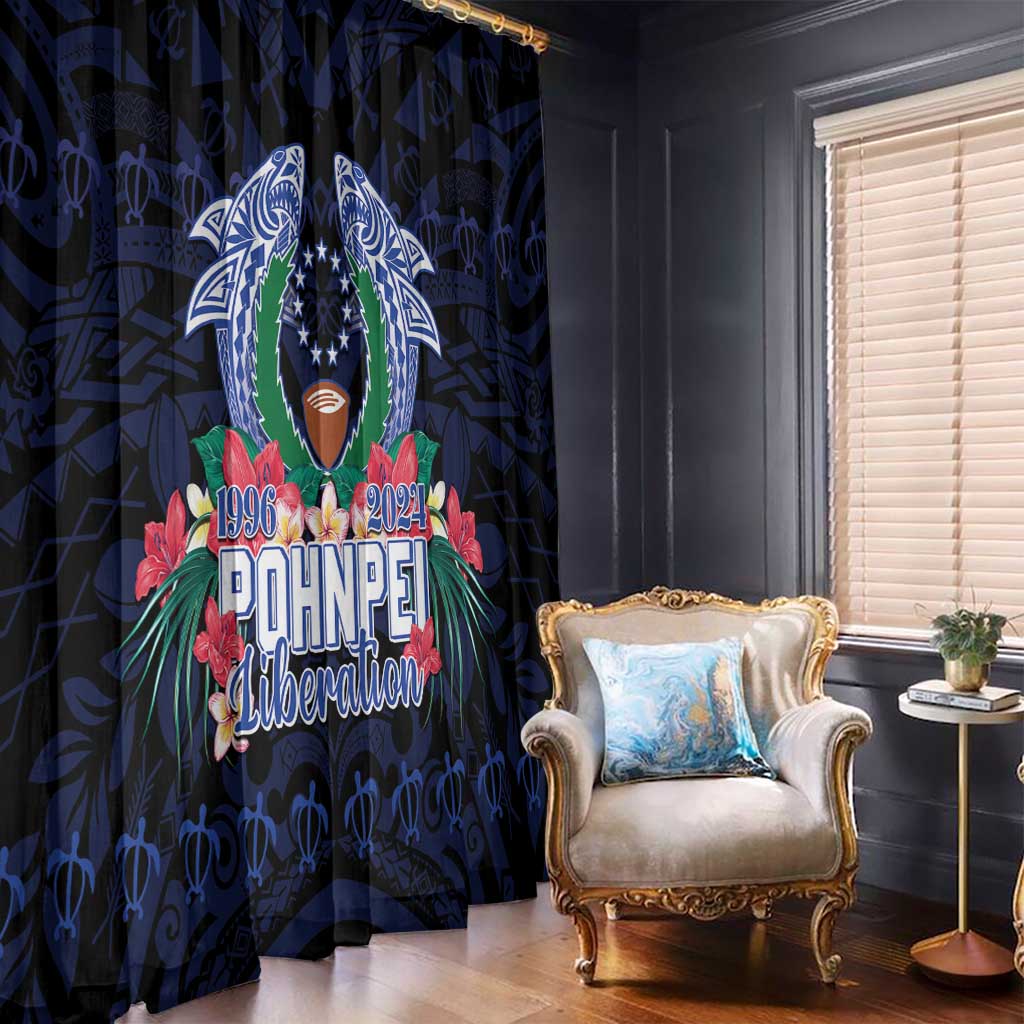 Happy Pohnpei Liberation Day Window Curtain Polynesian Shark Turtle Motif LT05 - Polynesian Pride