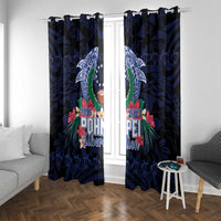Happy Pohnpei Liberation Day Window Curtain Polynesian Shark Turtle Motif LT05 With Grommets Blue - Polynesian Pride