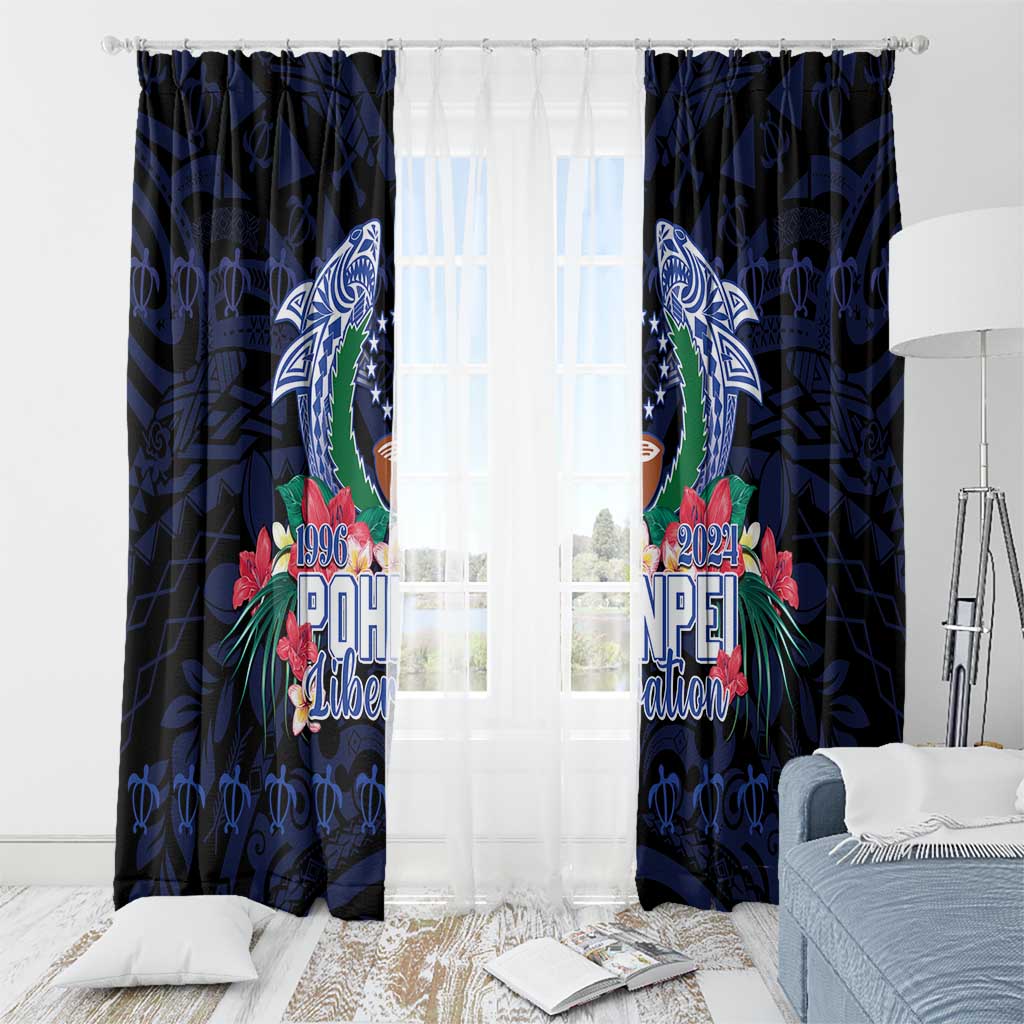 Happy Pohnpei Liberation Day Window Curtain Polynesian Shark Turtle Motif LT05 - Polynesian Pride