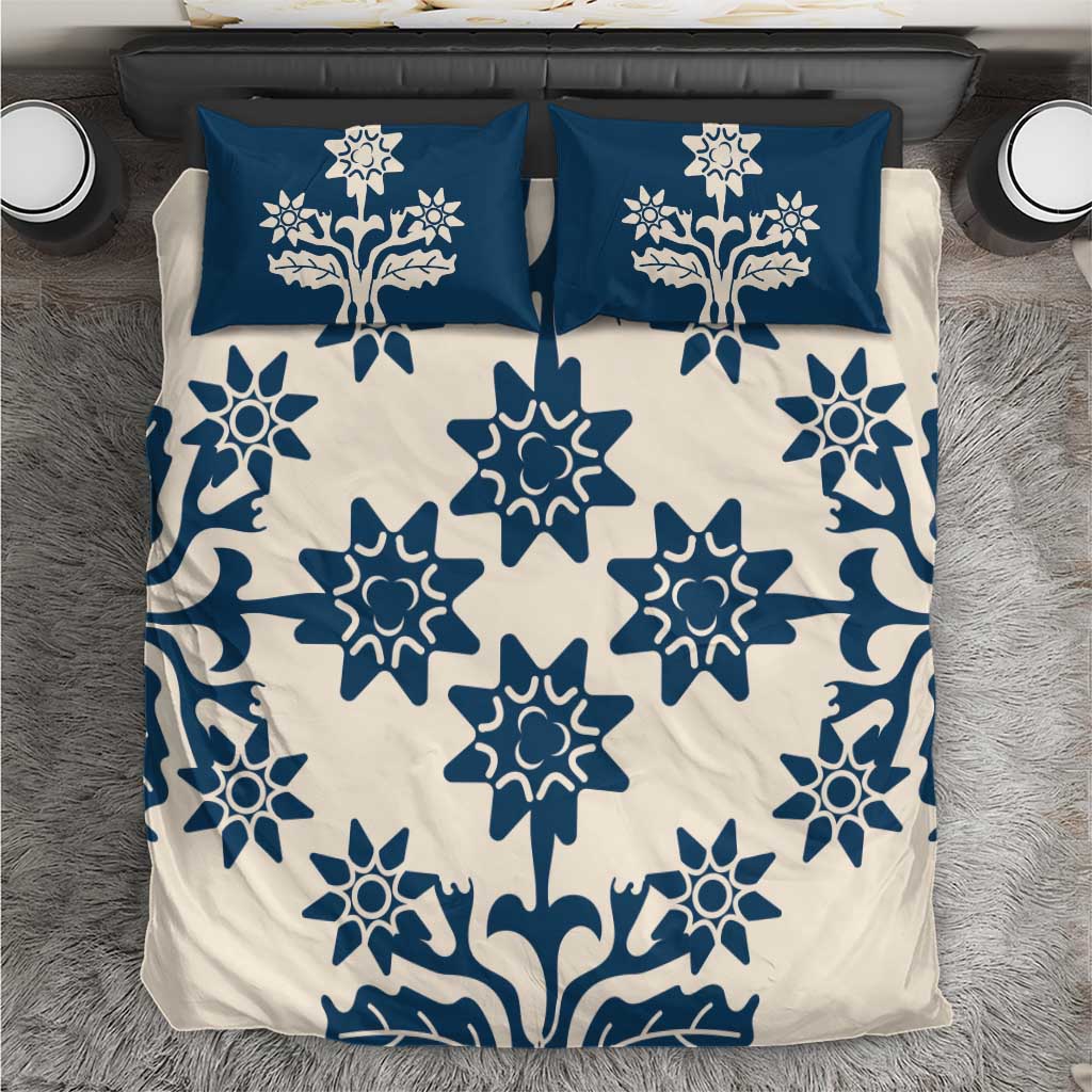 Cook Islands Navy Blue Tivaevae Bedding Set LT05 Navy - Polynesian Pride
