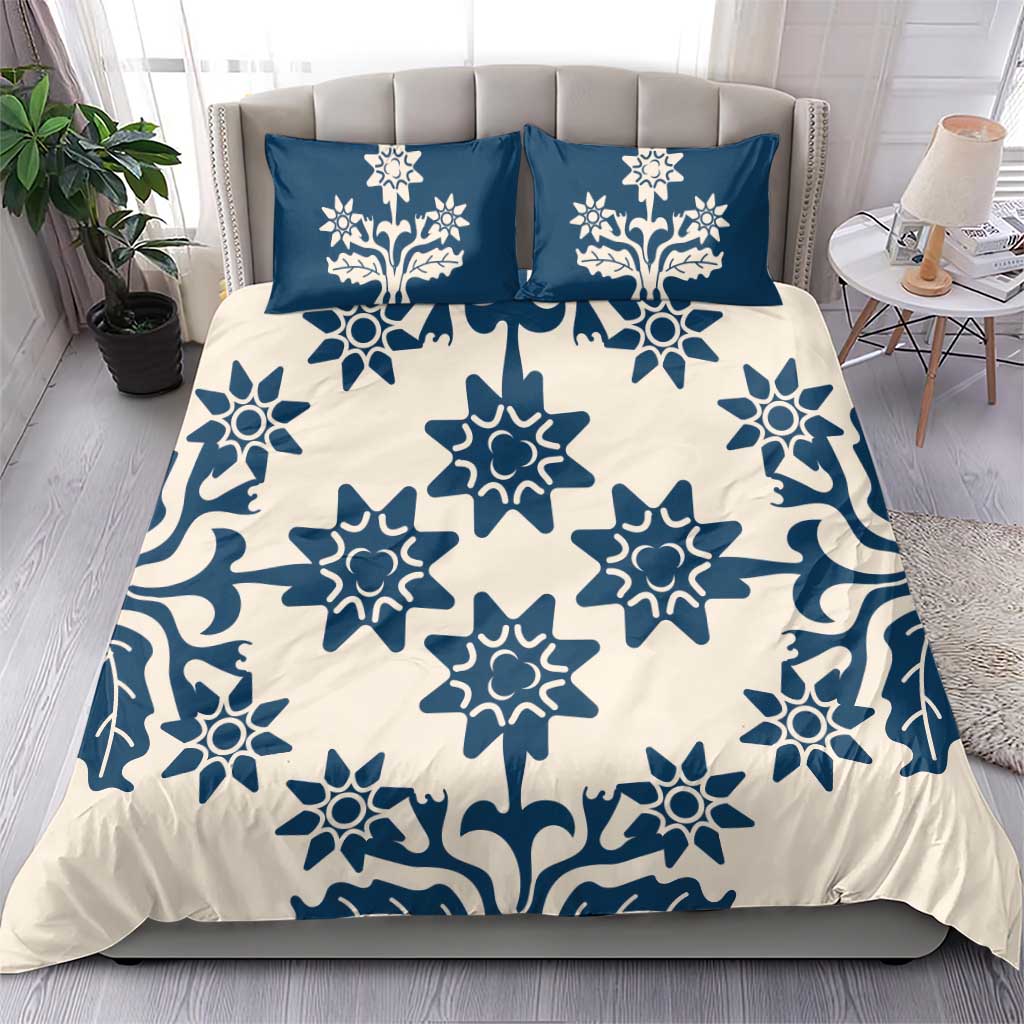 Cook Islands Navy Blue Tivaevae Bedding Set LT05 - Polynesian Pride