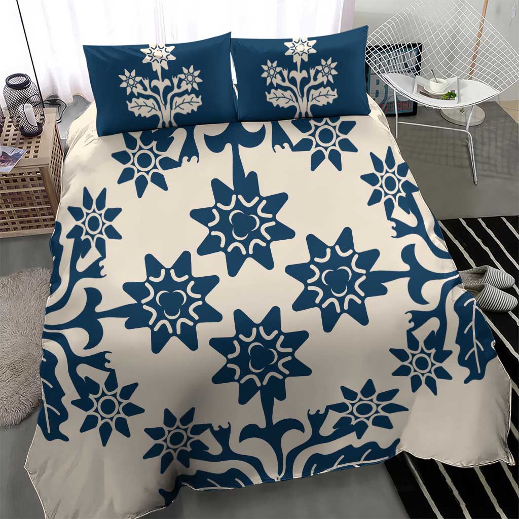 Cook Islands Navy Blue Tivaevae Bedding Set LT05 - Polynesian Pride