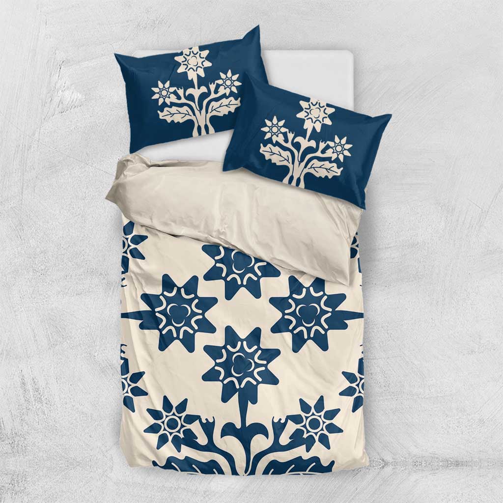 Cook Islands Navy Blue Tivaevae Bedding Set LT05 US Twin 172cm x 218cm Navy - Polynesian Pride